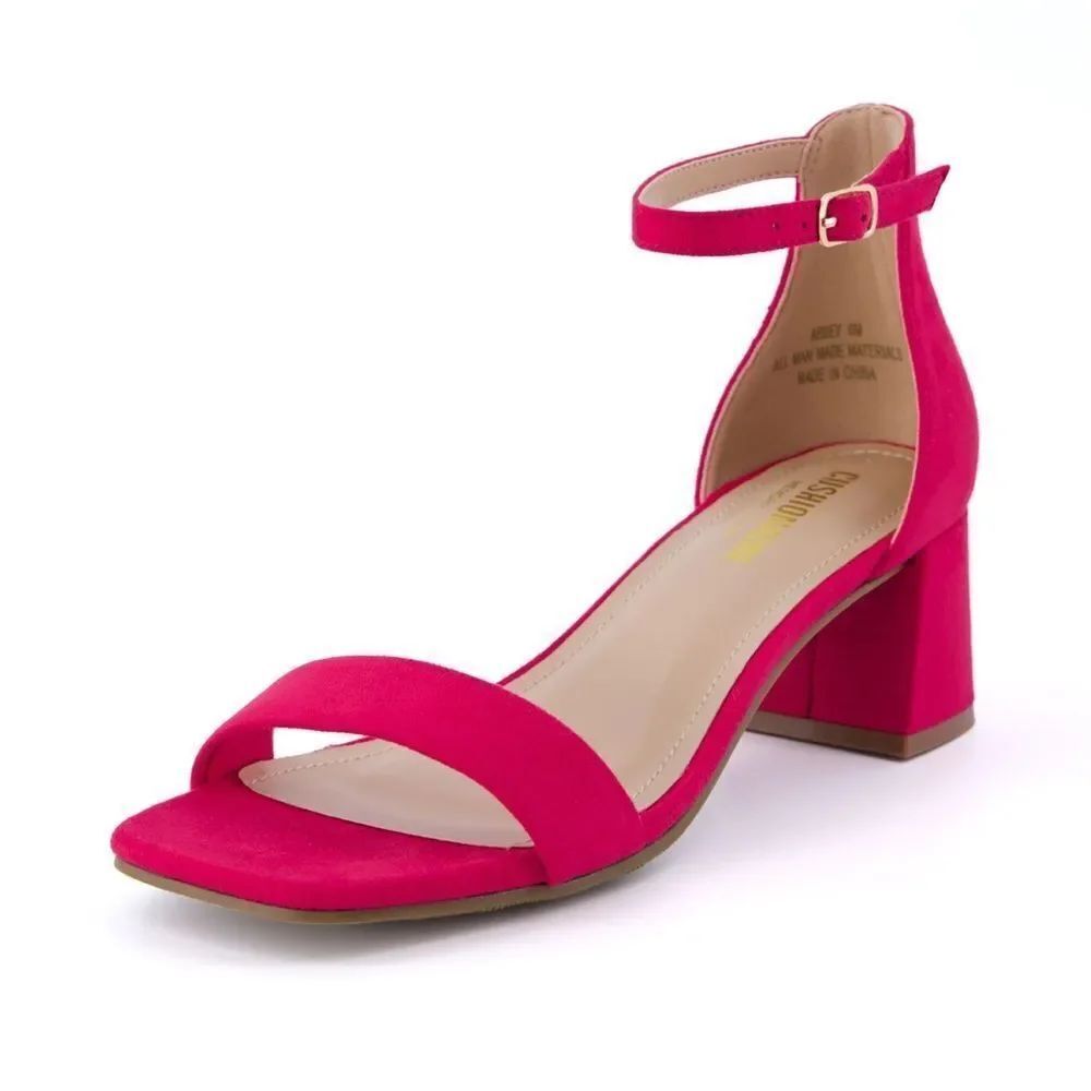Cushionaire Abbey Block Heel Memory Foam Sandal Fuchsia Pink